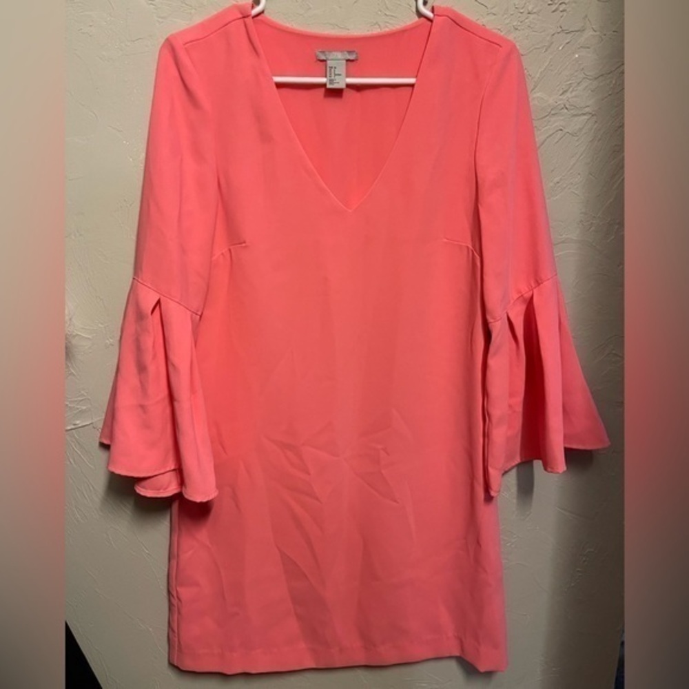 🌷H&M Pink Three Quarter Sleeve Ruffle Dress - size US 6🌷